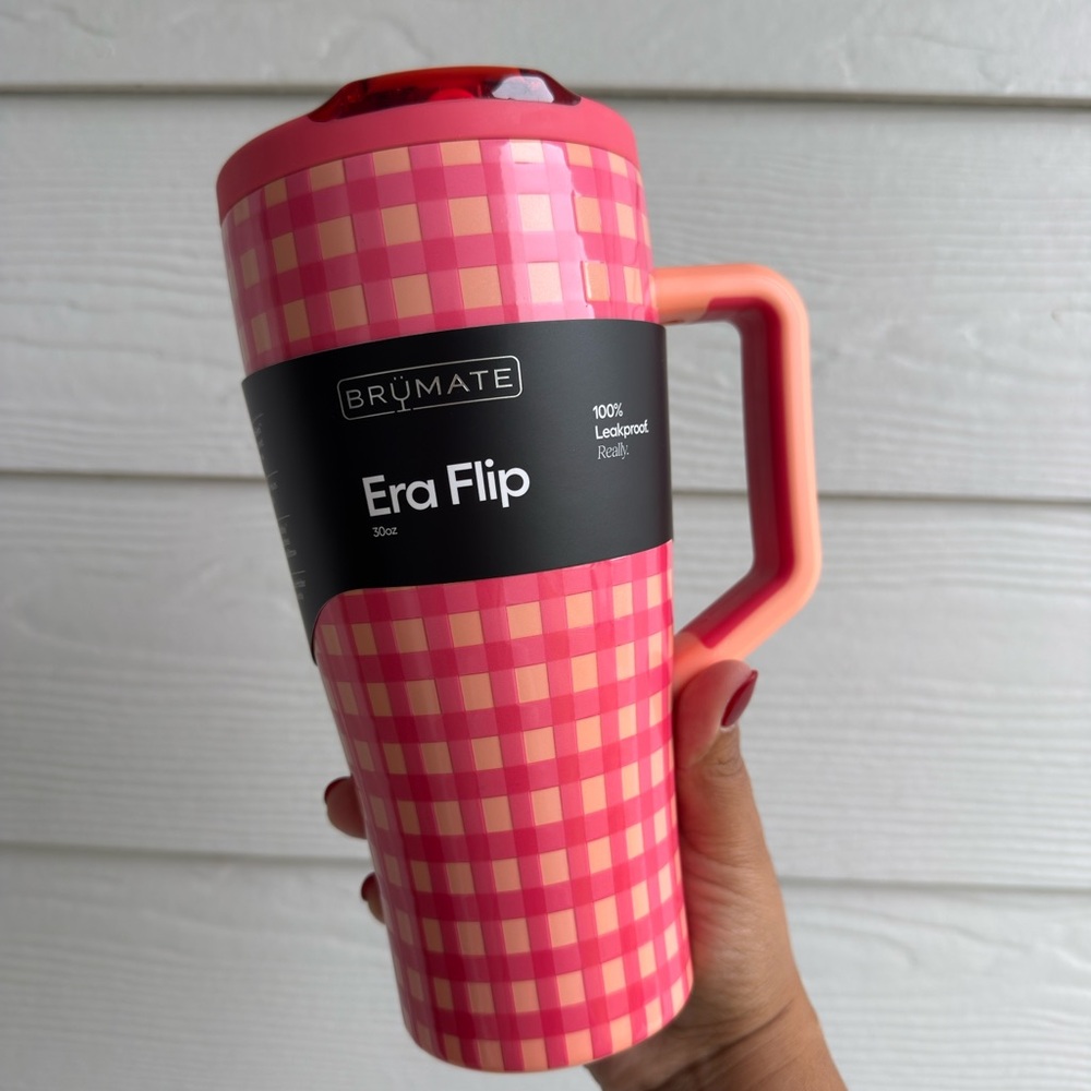 BruMate x Madi Nelson Pink & orange Gingham 30 oz Era Flip
